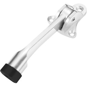4 inch Adjustable Door Stopper for Wide Doors, Easy to Set Down and Release, Kick Down and flip Down Stops by Foot (Brushed Nickel 4 inch x 1 Pack Black)