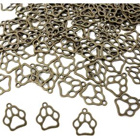 Honbay 100PCS Alloy Bear Puppy Kitten Footprint Pendants Cute Animal Pet Cat Dog Paw Print Charms Pendants for Earrings Necklaces Bracelets Jewelry Making and DIY Crafts