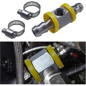 3/8" Fuel Line Fuel Pressure Barbed Push Lock T-Fitting Adapter, Stainless Steel 1/8-27 NPT Sensor Port, Includes Clamps, Fits 9.5mm Inner Diameter Hose