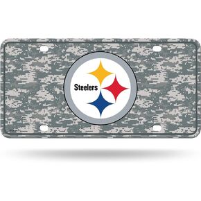 Rico Industries NFL Pittsburgh Steelers Diamond Plate Metal Auto Tag 8.5" x 11" - Great for Truck/Car/SUV