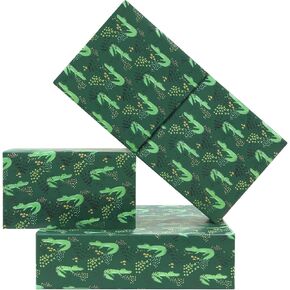 Geluode Green Wrapping Paper,Tropical Gift Wrap Paper 4 Folded Sheets,Alligator Gift Wrapping Paper For Tropical Rainforest Animals Crocodile Jungle Boys Kids Birthday Baby Shower Party