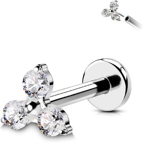 COCHARM G23 Titanium Helix Cartilage Piercing Jewelry 16g Threadless Tragus Cartilage Earring Stud Flat Back Triangle Flower Push Pin Helix Jewelry Surgical Steel 6mm/8MM 16 Gauge Cartilage Stud