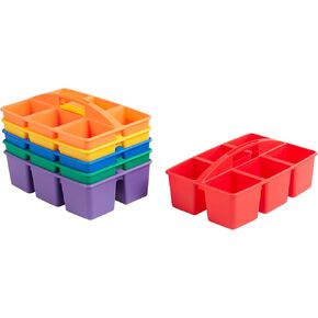 ECR4Kids 6-Compartment Large Caddy, Storage Organizer, Black, 6-Pack