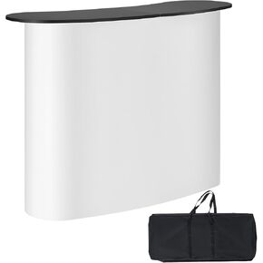 VEVOR Portable Tradeshow Podium Table, 51.18" x 18.31" x 37.4", Display Exhibition Counter Stand Booth Fair with Wall, Foldable Promotion Retail Bar Table Pop Up Podium with Storage Rack, Carrying Bag