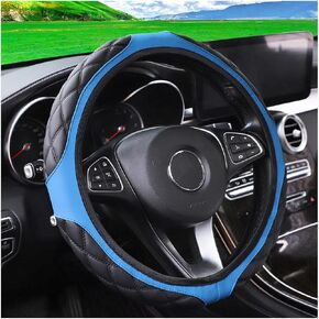 Car Steering Wheel Cover, 15 Inch Steering Wheel Protector Car Decorations for Women Men, Leather Elastic Anti-Slip Auto Kit Replacement, Car Interior Accessories for Most Cars