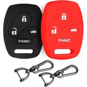 Silicone Rubber Key Fob Cover Compatible with Honda EX Accord Civic CR-V Pilot Element SI OUCG8D-380H-A KR55WK49308 N5F-A05TAA N5F-S0084A (Black/Pink)