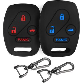 Silicone Rubber Key Fob Cover Compatible with Honda EX Accord Civic CR-V Pilot Element SI OUCG8D-380H-A KR55WK49308 N5F-A05TAA N5F-S0084A (Black/Pink)