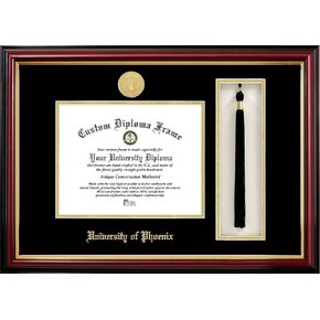 Campus Images University of Phoenix 11w x 8.5h Tassel Box and Diploma Frame Brown
