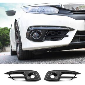 Car Accessories Fit for Honda Civic 10th Gen 2016 2017 2018 Front Fog Light Bezel Frame Cover Trim (Black) ABS 2PCS