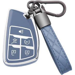 for Chevy Key Fob Cover with Keychain Soft TPU Full Protection Key Case for 2024 2023 2022 2021 Chevrolet Silverado Tahoe Suburban, for GMC Yukon Sierra 1500 2500HD 3500HD 5 Button, B-Black
