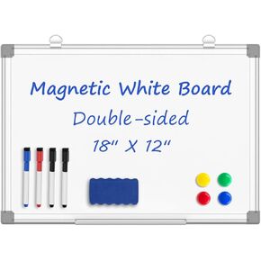SZHLUX Magnetic Whiteboard/Dry Erase Board, 36 x 24 Inch, Includes 4 Magnets, 4 Markers, 1 Eraser, and 1 Detachable Pen Tray - Perfect for Office, School, and Home