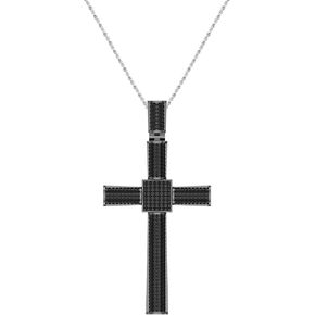 Dazzlingrock Collection 0.75 Carat (ctw) Round Black Diamond Hip Hop Men's Cross Pendant 3/4 CT