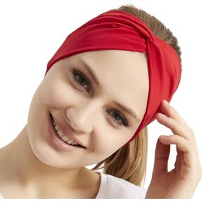Women's Stretchy Knotted Headbands, Solid Color, Non-Slip for Yoga, Workout, Running