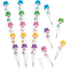 Stackable Snowman Pencils, Bulk set of 36 - Christmas Party Favors and Handouts