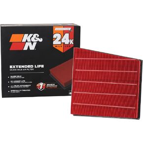 K&N Engine Air Filter: Extended Life 24,000 Mile Replacement Air Filter: Compatible with 2017-2019 Chevy/GMC Truck V8 (Silverado 2500 HD, 3500 HD, Sierra 2500 HD, 3500 HD), KNX-5065