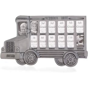 Koehler 35239 12.5 Inch Gray School Bus Photo Frame, 12.5" x 0.5" x 7.5", Pewter