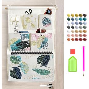 CharySim الماس الفن شنقا مجموعات التخزين، 21 × 13 بوصة DIY الماس الفن اللوحة الباب مجموعة حقيبة، كبيرة قابلة للطي الماس الجدار شنقا منظم حقيبة لغرفة النوم الحمام