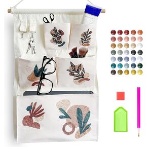 CharySim Diamond Art Hanging Storage Kits, 21×13 inches DIY Diamond Art Painting Door Bag Kit, Large Foldable Diamond Wall Hanging Organizer Bag for Bedroom Bathroom
