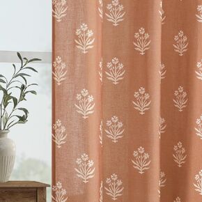 Grey Floral Modern Curtains for Living Room,Cottage Pattern Light Blue Gray Flower Design Sheer Beige White Grand Millenial Boho Shabby Chic Curtains for Bedroom Grandmillennial Decor