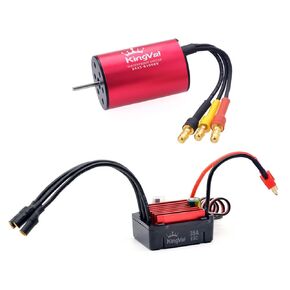 KingVal Replacement 2435 6100KV Waterproof Brushless Motor Shaft 2.3mm with 35A Brushless ESC Compatible with 1/16 1/18 RC Car