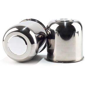 2Pcs 4.25inch Stainless Trailer Wheel Center Caps Push Through 4.25" Bore 4.29" Tall Top Removable Hub Cap for Truck SUV RV Wheel Rim, Chrome Wheel Cover