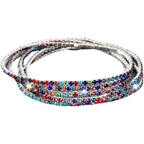 DATOA 10Pcs Sparkling Rhinestone Stretch Tennis Bracelets Set Fashion Stackable Crystal Elastic Bracelet Shining Wedding Party Jewelry