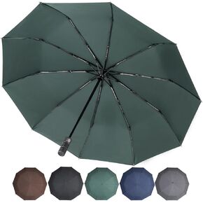 Umbrella Windproof Travel Umbrellas for Rain - Easy Auto Open Close, Durable & Compact Umbrella, Strong Fiberglass Frame, 230T Waterproof Canopy - Backpack, Portable Umbrella for Travel (green, 46IN)