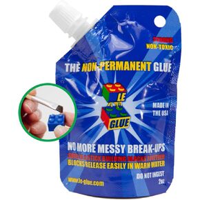 Le Glue Temporary Glue 2 Pack - Compatible with Legos - Non-Permanent Clear Adhesive for Plastic Building Blocks - No Messy Break-Ups - Non-Toxic Formula Created for Kids, by a Kid