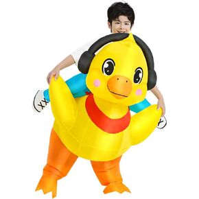 Kids Halloween Inflatable Costume, Ride On Duck Air Blow up Funny Inflatable Suit, Halloween Costumes for Girl/Child 7-10 Yrs