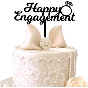 BEISHIDA Happy Engagement Cake Topper Gold Just Engaged Cake Topper Bridal Engagement We're Engaged Wedding Decoration for Wedding Party Cake Decorations Supplies