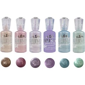 Tonic Studios Nuvo Crystal Drops - "Fairy Garden" Bundle Set - Antique Rose, Raspberry Pink, Sweet Lilac (gloss), Wisteria Purple, Wedgewood Blue, and Neptune