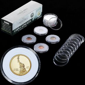 Uncle Paul 20 Sets Coin Capsules 46mm with 6 Sizes (20/25/30/35/40/46mm) Foam Gaskets Coin Case Holder Protector for Coin Collection