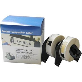 2 Rolls IDIK-11204 Multi-purpose label Compatible with Brother DK-1204 Return Address Label 17mm x 54mm x 400pcs/roll Packed in Individual Printed Retail Box with Permanent Cartridge