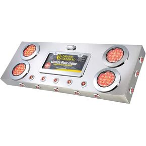 GG Grand General 91303 Stainless Steel Rear Center Light Panel with 4 and 1 inches Red/Clear LED with License Plate, New V2