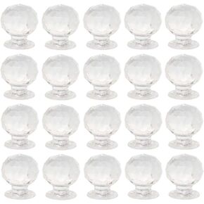 20pcs Clear Acrylic Round Knob Pull, Round Single Hole Knob Shape for Mini Metal Jewelry Box Gift Box Knob Pull