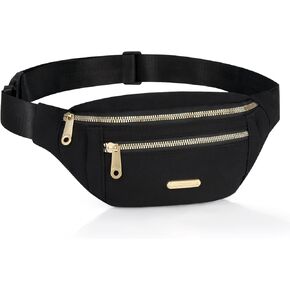 black fanny Pack for Women, womens belt bag, fanny pack for men crossbody, Water Repellent Waist packs, foldie Crossbody Bag with Adjustable Strap for Workout Running Hiking Cycling (Black).