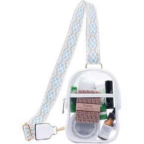 Long Keeper Clear Crossbody Bag - Women Stadium Approved Sling Bag Transparent Chest Bag for Travel Concerts Sport Events (Brown)