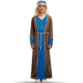 زي جوزيف للكريسماس للأولاد من BesserBay مع غطاء رأس أبيض لعمر 4-12 سنة