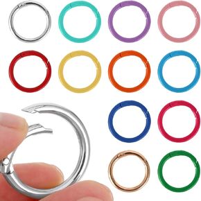 Molain 12Pcs Metal Spring O Rings Round Carabiner Keyring, 33mm Snap Clip Trigger Spring Keyrings Buckle, DIY Accessories Spring Ring for Keychains, Bag, Purse, Handbag(1.3 inch)