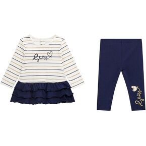 GUESS girls Eco Long Sleeve Striped Shirt and Leggings