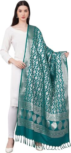 Banarasi Dupatta with Light Gold Zari Work/Women's Indian Wear Shawl/Scarf/Wrap in Kuwait