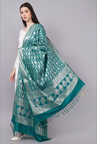 Banarasi Dupatta with Light Gold Zari Work/Women's Indian Wear Shawl/Scarf/Wrap in Kuwait