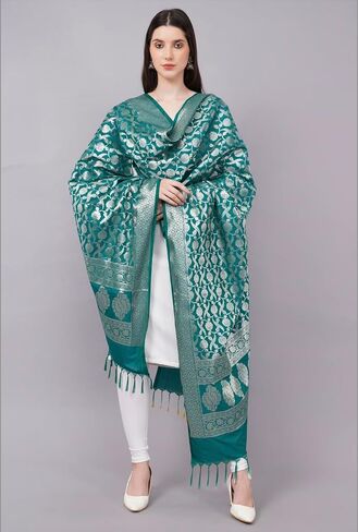 Banarasi Dupatta with Light Gold Zari Work/Women's Indian Wear Shawl/Scarf/Wrap in Kuwait