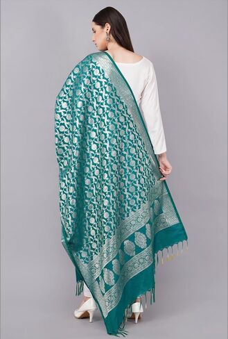 Banarasi Dupatta with Light Gold Zari Work/Women's Indian Wear Shawl/Scarf/Wrap in Kuwait