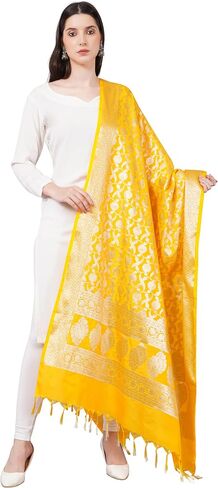 Banarasi Dupatta with Light Gold Zari Work/Women's Indian Wear Shawl/Scarf/Wrap in Kuwait