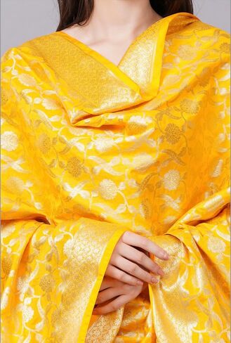 Banarasi Dupatta with Light Gold Zari Work/Women's Indian Wear Shawl/Scarf/Wrap in Kuwait