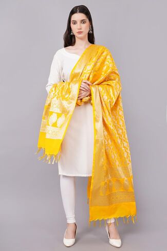 Banarasi Dupatta with Light Gold Zari Work/Women's Indian Wear Shawl/Scarf/Wrap in Kuwait