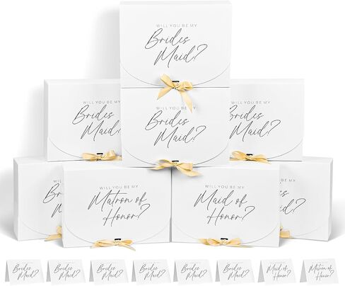 8Pack Bridesmaid Proposal Box with 8Pack Bridesmaid Cards, Matron of Honor Proposal Gift Box, Maid of Honor Box, Will You be My Bridesmaid Box for Bridesmaids Gifts (White) in Kuwait