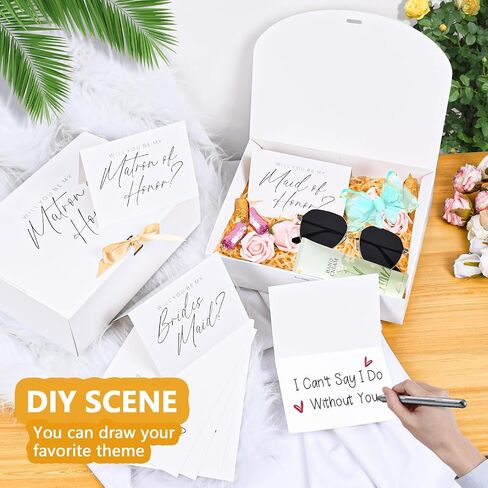 8Pack Bridesmaid Proposal Box with 8Pack Bridesmaid Cards, Matron of Honor Proposal Gift Box, Maid of Honor Box, Will You be My Bridesmaid Box for Bridesmaids Gifts (White) in Kuwait