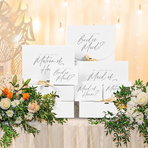 8Pack Bridesmaid Proposal Box with 8Pack Bridesmaid Cards, Matron of Honor Proposal Gift Box, Maid of Honor Box, Will You be My Bridesmaid Box for Bridesmaids Gifts (White) in Kuwait